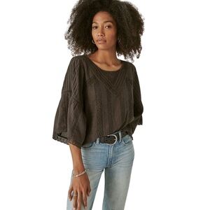 NWT* LUCKY BRAND 🍀 Flutter Sleeve Lace‎ Top